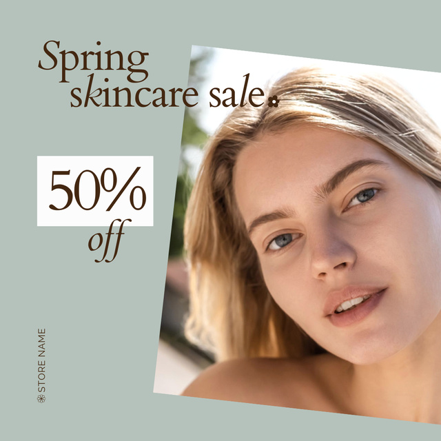 Skin Care Cream Spring Sale Announcement for Woman Instagram ADデザインテンプレート
