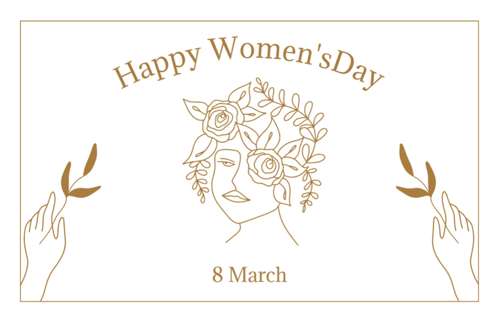Women's Day Greeting with Female Face Shape Thank You Card 5.5x8.5in Design Template