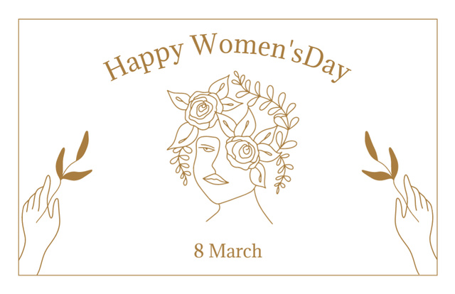 Plantilla de diseño de Women's Day Greeting with Female Face Shape Thank You Card 5.5x8.5in 