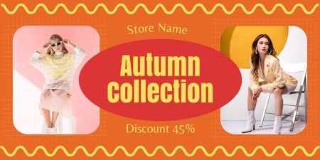 Vibrant Outfit From Autumn Collection With Discount Twitter Design Template