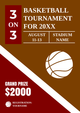 Team-oriented Basketball Tournament Announcement In August Poster Design Template