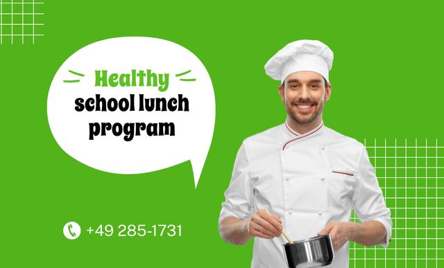Healthy School Lunch Advertisement Business Card 91x55mm Modelo de Design