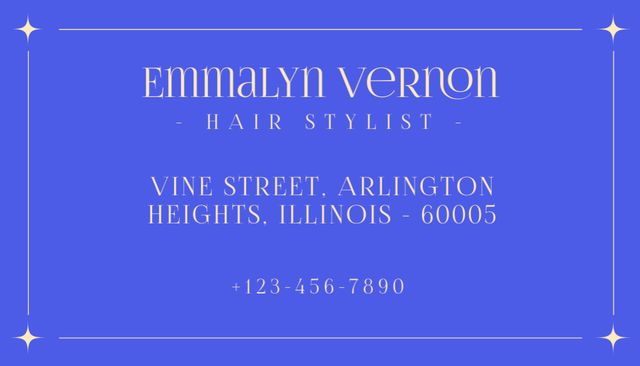 Beauty and Hair Salon Ad on Blue Business Card US Tasarım Şablonu