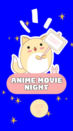 Aranyos karakter Anime Movie Night ajánlattal Instagram Video Story tervezősablon