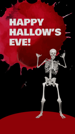 Designvorlage Gruselige Halloween-Grüße mit tanzendem Skelett für Instagram Video Story