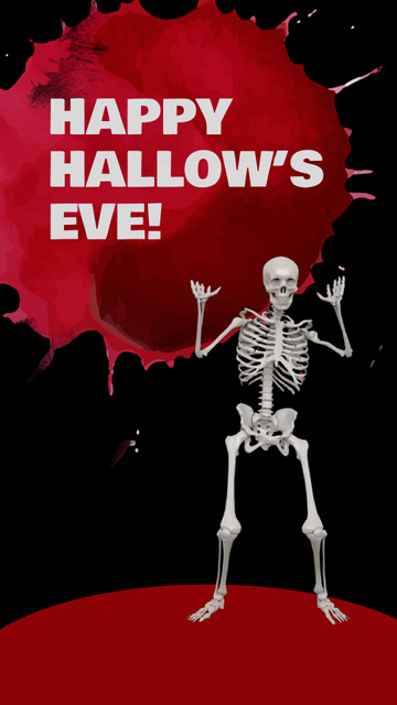 Bone-chilling Halloween Greetings With Dancing Skeleton Instagram Video Story Modelo de Design