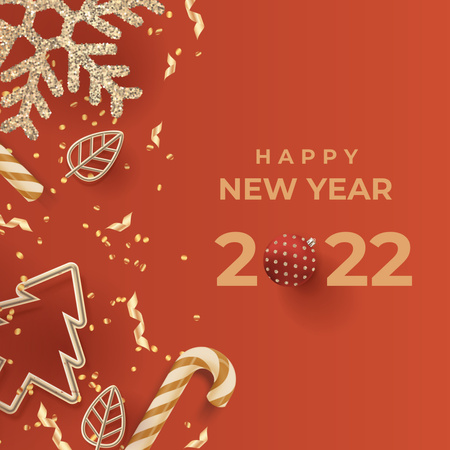 Designvorlage New Year Greeting with Decor in red für Instagram