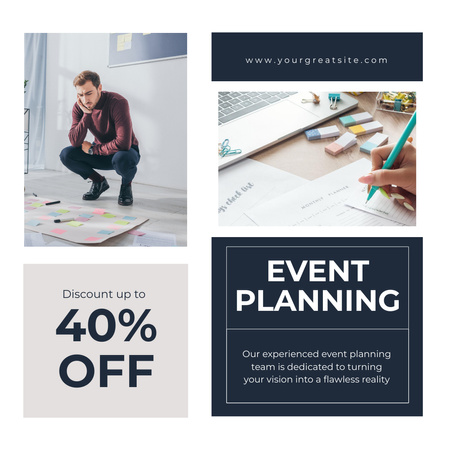 Planning Event with Thoughtful Man Instagram Design Template