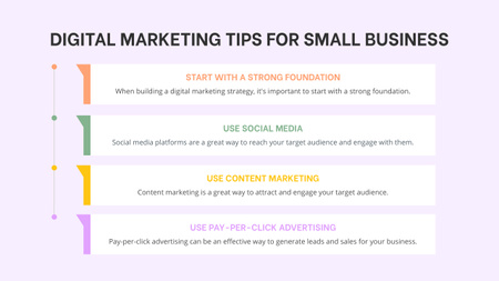 Plantilla de diseño de Digital Marketing Tips For Small Businesses Timeline 