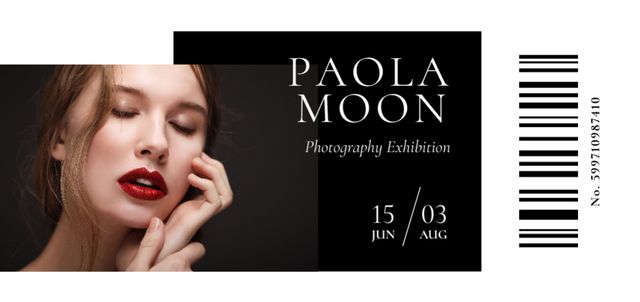 Template di design Portrait Of Woman For Photography Exhibition Ticket DL
