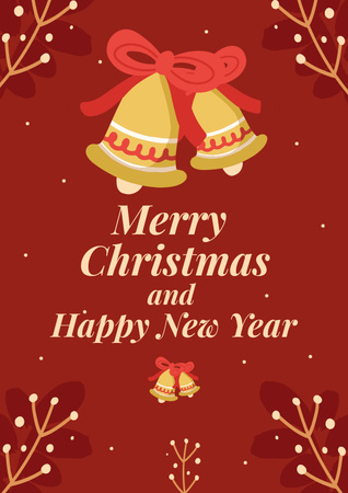 Christmas and New Year Greetings Red Poster Modelo de Design