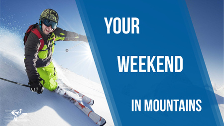 Designvorlage Winter Tour Offer Man Skiing in Mountains für Youtube Thumbnail