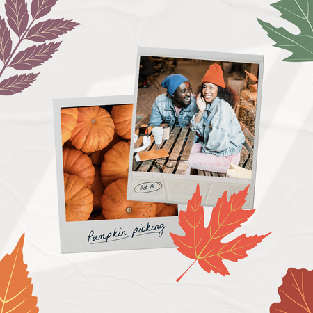 Autumn Inspiration with Cute Couple and Pumpkins Instagram Design Template
