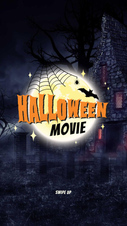 Halloween Movie Invitation with Dark Scary Castle Instagram Story Design Template