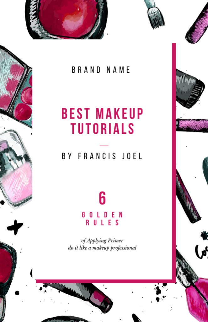 Cosmetics Kit For Makeup Tutorials Invitation 5.5x8.5in Πρότυπο σχεδίασης