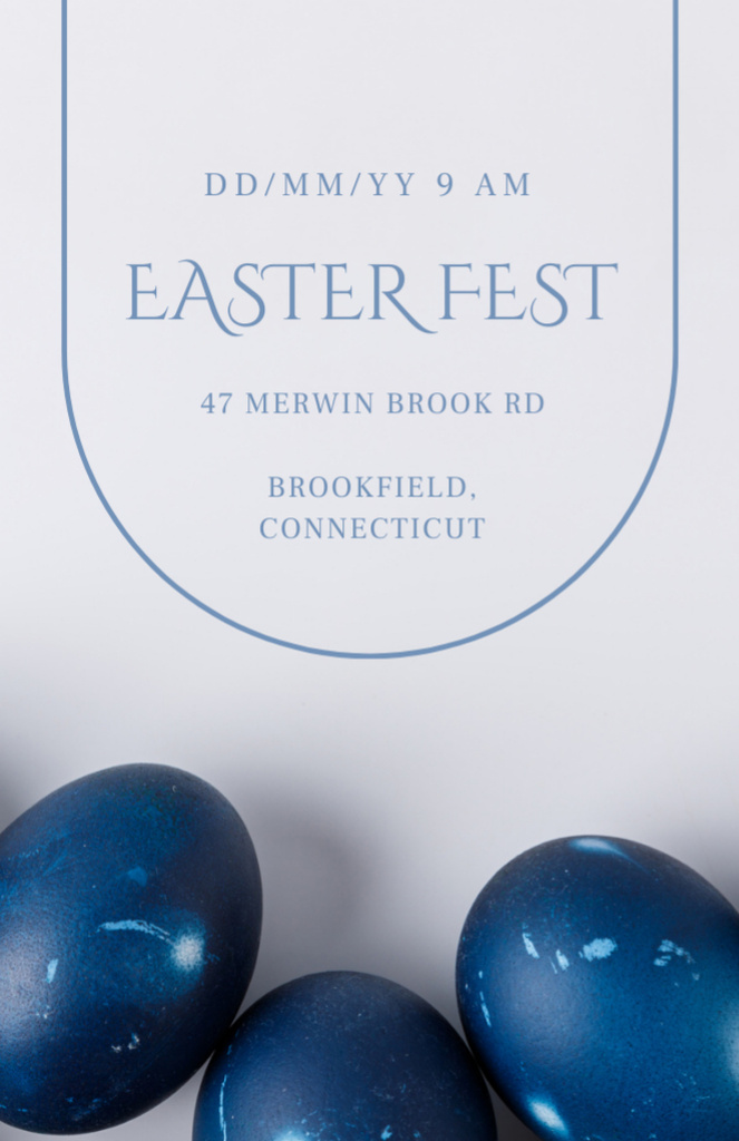 Religious Easter Event Announcement With Blue Eggs Invitation 5.5x8.5in Modelo de Design