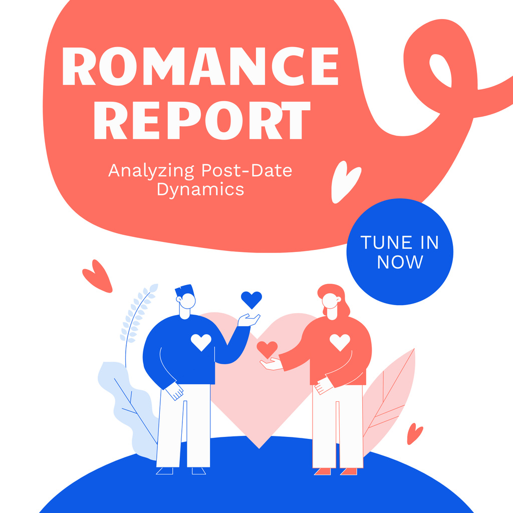 Episode about Dating with Illustration of Couple Podcast Cover Design Template