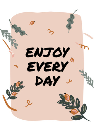 Designvorlage Inspirational Message With Illustrated Twigs in Frame für Postcard 5x7in Vertical