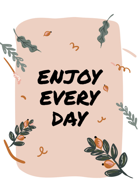 Inspirational Message With Illustrated Twigs in Frame Postcard 5x7in Verticalデザインテンプレート