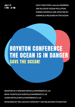 Boynton Conference about Ocean in Danger Poster A3 Design Template