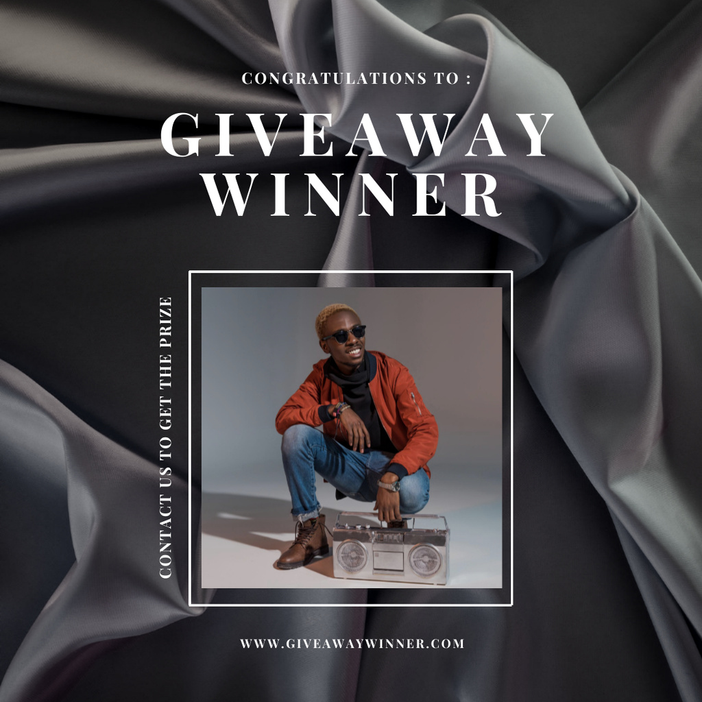 Giveaway Winner Greeting Announcement Instagram Modelo de Design