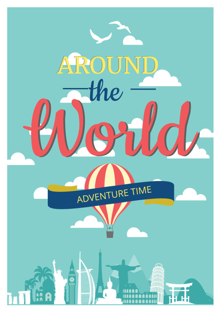 Inspiration for Adventure Around the World Poster 28x40in Design Template