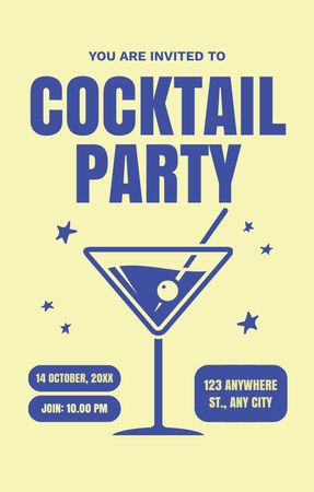 Platilla de diseño Cocktail Party Announcement on Yellow Invitation 4.6x7.2in