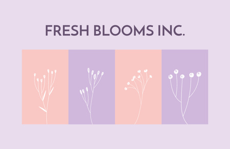 Florist Services Ad with Set of Flowers Business Card 85x55mm Tasarım Şablonu
