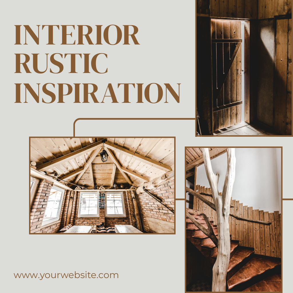 Rustic Interior Inspiration Instagram AD Design Template