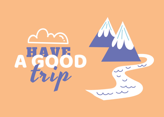 Wishing Good Trip to Mountains With Illustration Postcard 5x7in – шаблон для дизайна