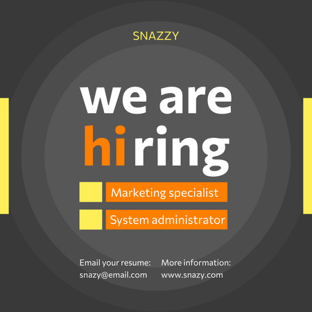 Marketing Specialist and System Administrator Hiring Instagram Design Template