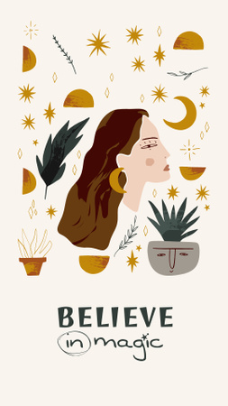 Astrological Inspiration with Woman illustration Instagram Story Design Template