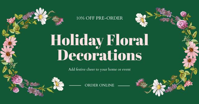 Designvorlage Decorating Services with Flower Frame für Facebook AD