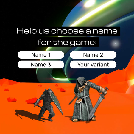 Choosing Name For Game With Knight`s Fight Animated Post Design Template