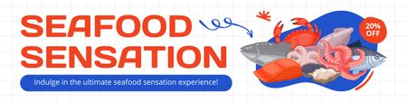 Offer of Seafood Sensation Twitter Design Template