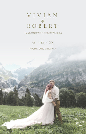 Wedding Invitation with Loving Couple in Mountain Valley IGTV Cover Design Template