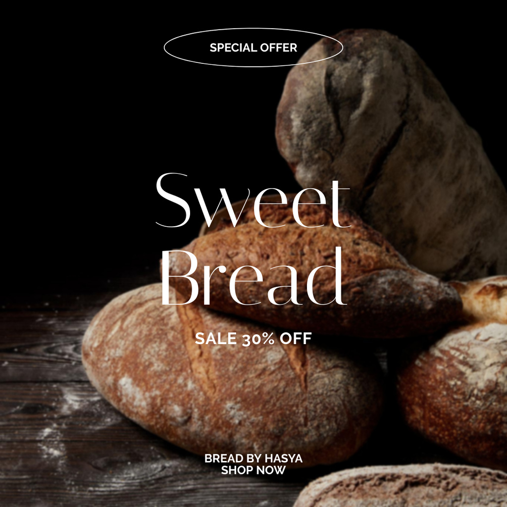 Ontwerpsjabloon van Instagram van Fresh Crafted Bread Sale