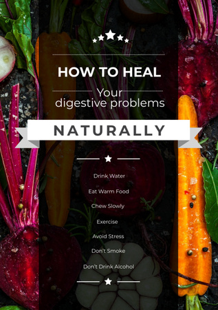 Healthy Food Raw Vegetables and Fruits Flyer A7 Modelo de Design