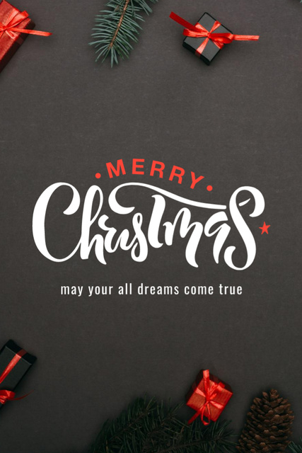 Ontwerpsjabloon van Postcard 4x6in Vertical van Christmas Holiday Greeting with Presents