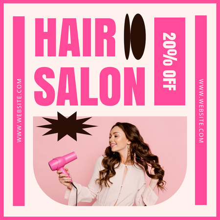 Hair Salon Services of Styling and Coloring Instagram AD Design Template