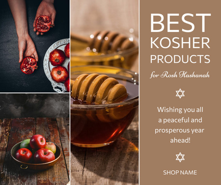Kosher Food for Rosh Hashanah Facebook Design Template