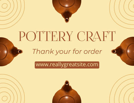 Pottery Craft Offer With Clay Teapots Thank You Card 5.5x4in Horizontal Design Template