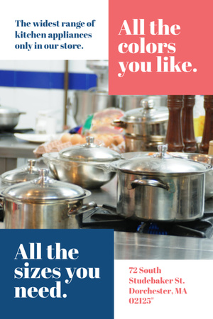 Kitchen Utensils Store Ad Pots on Stove Flyer 4x6in tervezősablon