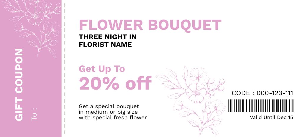 Flowers and Bouquets Sale Coupon 3.75x8.25in Design Template