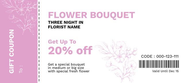 Designvorlage Flowers and Bouquets Sale für Coupon 3.75x8.25in