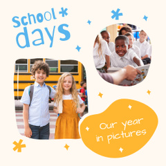 School Memories Book with Kids in School Bus
