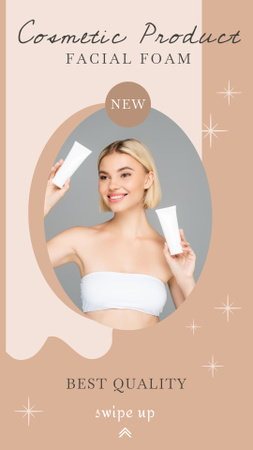 Cosmetic Product Ad with Facial Foam Instagram Story Design Template