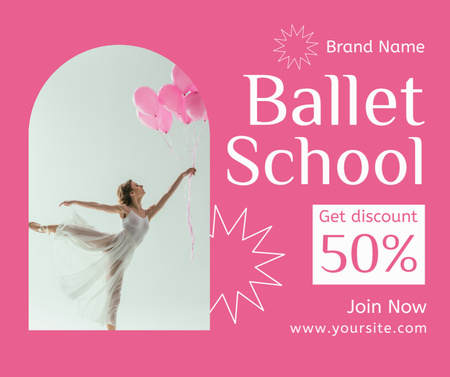Offer of Discount in Ballet School Facebook Design Template