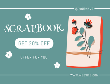 Offer Discounts on Scrapbooking Courses Thank You Card 5.5x4in Horizontal Design Template