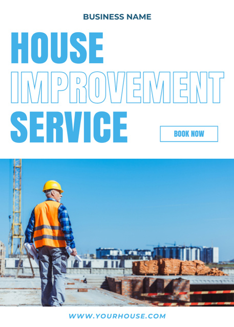 House Improvement Service of Building and Construction Flayer Πρότυπο σχεδίασης